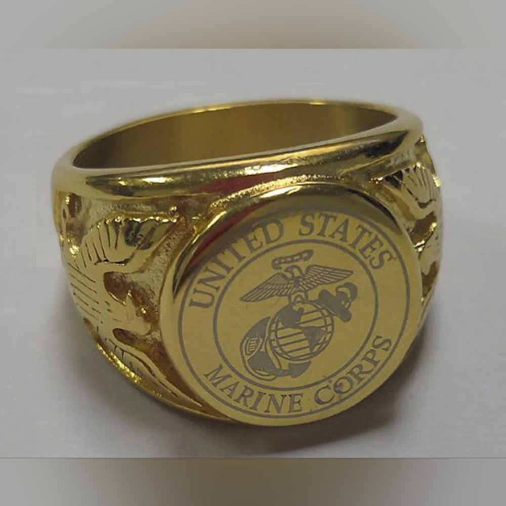 Stainless Steel signet EGA USMC United States Marine Corps ring